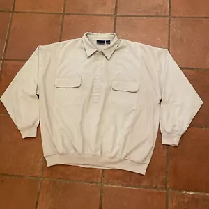 Harbor Bay Golf Polo Uomo Taglia 1X Grande Maglia Manica Lunga Pullover Beige - Foto 1 di 7