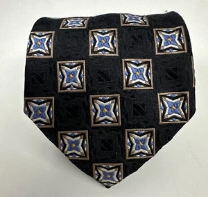 Jos A Bank Men's Silk Neck Tie Black Floral 60L 3.5W Made in Italy - Picture 1 of 6