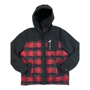 Pendleton Mens L Red & Blk Buffalo Plaid Hooded Duck Down Water Resistant Jacket - Picture 1 of 13