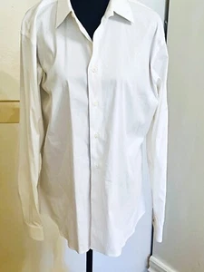 RRP€590 PRADA Button-Up Shirt Size 16.5 White Logo Long Sleeves Collar - Picture 1 of 13