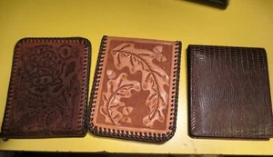 2 New Tooled Bifold Leather Wallet Hand Made &1 used same thing - Picture 1 of 6