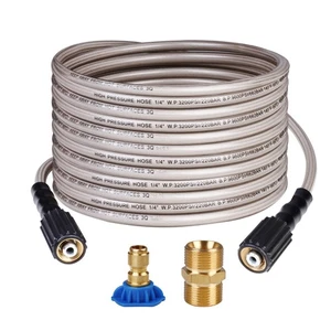 3200 PSI 25 FT Hochdruckreiniger Schlauch 1/4" M22-14mm Messinggewinde Universal Repl... - Bild 1 von 7