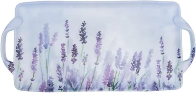 装饰性三聚氰胺餐盘带手柄,大号 18 英寸 X 8.75 英寸薰衣草 — 第 1/4 张图片