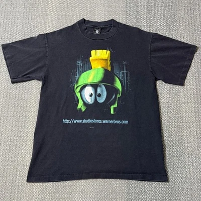 Vintage 90s Marvin the Martian T-shirt Warner Bros. Black Medium Single Stitch - Image 1 of 4