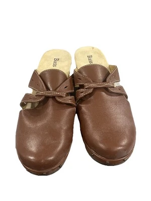 Zapatos zueco de cuero marrón castaño Bass "Hazel" tachuelas de metal para mujer 9 M EE. UU. Foto 1 de 4