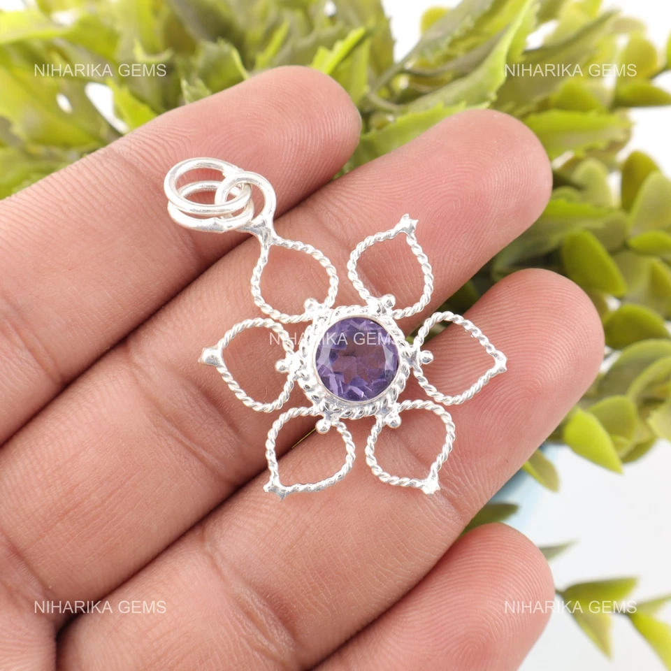 Plata de Ley Natural Iolita Elegante Boda Madre Negro Friday Nuevo Colgante - Imagen 1 de 4