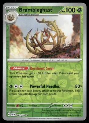 Brambleghast 021/162 Rare Reverse Holo NM Pokemon SV05: Temporal Forces - Image 1 of 2