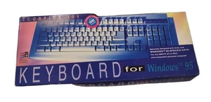 RARE VINTAGE SCORPIUS WINDOWS KEYBOARD MODEL SCORP104 AT CABLE OEM BOX RM0-KBRK - Picture 1 of 6