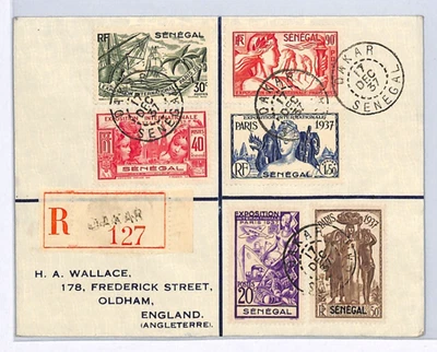 SENEGAL France Cols Cover 1937 *INTERNATIONAL EXHIBITION* Paris Set EXPO WX276 - Image 1 of 4