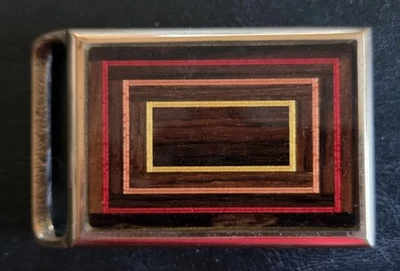 Hebilla de cinturón de latón macizo vintage de los años 70 de Tech-Ether Guild, Inc. Foto 1 de 2