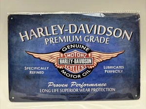 Harley Davidson Premium Grade Original Motor Oil SCHILD Blau Harley Shop Schild - Bild 1 von 4