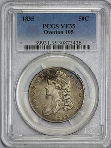 1835 Capped Bust 50c Silver Half Dollar PCGS VF 35 Overton 105 - Picture 1 of 5