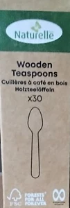 10 X Packs Of 30  WOODEN TEASPOONS - 300 Spoons - Picture 1 of 2