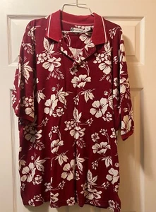 Bugle Boy Poloshirt Herren XL rot tropisch Hibiskus - Bild 1 von 4