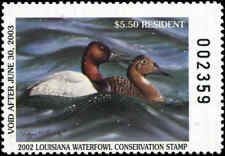 LOUISIANA #14 2002 STATE DUCK STAMP CANVASBACKS By Reggie McLeroy