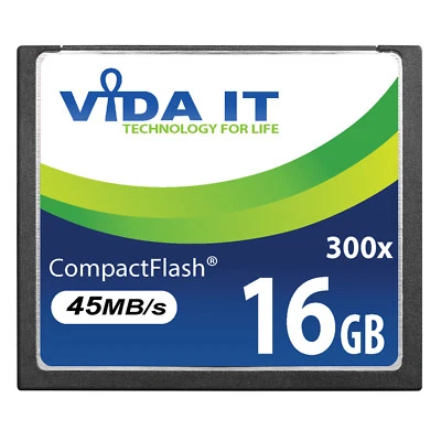 VIDA IT 16Go 16GB CF Carte Mémoire Haute Vitesse 300X 45MB/s Pour SLR Caméra