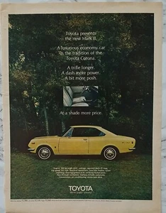 1969 yellow Toyota Mark 2 luxurious Economy Car vintage ad - Picture 1 of 1