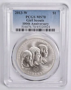 MS70 2013-W Girl Scouts Commemorative Dollar $1 PCGS Blue Lbl - Picture 1 of 5