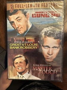 ACTION MOVIES 3 FULL LENGTH FEATURES! ROBERT MITCHUM STEVE MCQUEEN KIRK DOUGLAS  - Picture 1 of 2