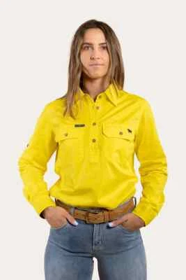 Camisa de trabalho Ringers Western Pentecost River feminina meio botão tamanho 16 limão nova - Imagem 1 de 3