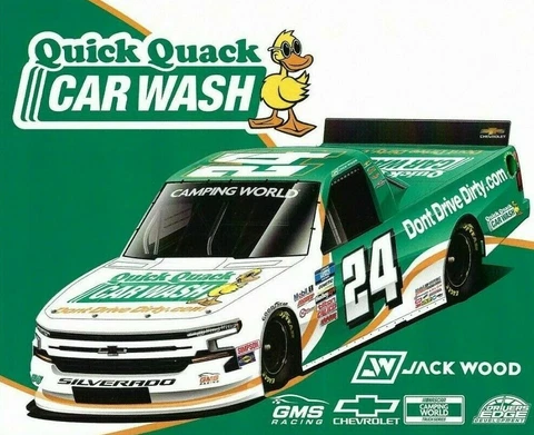 2021 JACK WOOD "QUICK QUACK CAR WASH" #24 NASCAR CWTS POSTCARD Cover