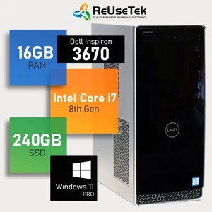 Dell Inspiron 3670 MT Intel i7-8700 3.2GHz 16GB RAM 240GB SSD WiFi+BT Win 11 Pro - Picture 1 of 18