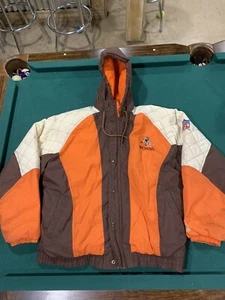 Vintage Starter Cleveland Browns NFL Full Zip Parka Puffer Jacket 90s; Large - Picture 1 of 8