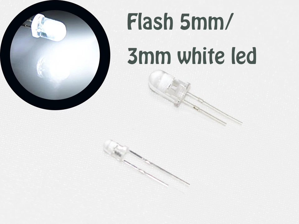 50x flash 3mm white LEDs, automatisch blinkende weisse leds.ogeled leds - Bild 1 von 1