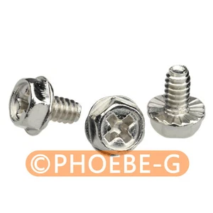 50 pcs 6/32 x 6mm Phillips Hex Washer Head Screws Computer Cases PSU Hard Drive - Picture 1 of 2