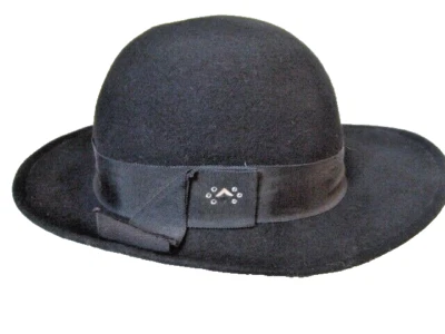 VTG BOLLMAN HAT CO ~ DOESKIN WOOL FELT ~ BLACK ~ HAT ~ 21.5 inches - Image 1 of 4