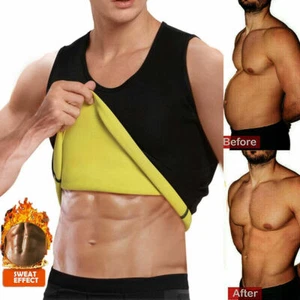 Men's Sweat Shirt Neoprene Vest Sauna Suit Waist Trainer Body Shaper Fat Burning - Picture 1 of 11