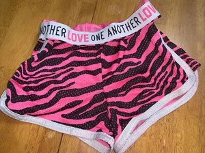 justice sz 10 Pink Black Zebra Love One Another shorts Guc - Picture 1 of 3