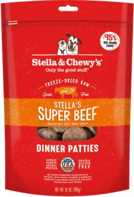 Stella & Chewy's Super Beef Dinner Patties Freeze-Dried Raw Dog Food, 25-oz bag