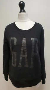 X680 WOMENS GAP BLACK L/LEEVE CREW NECK LOOSE FIT SPORTS SWEATSHIRT UK 8 S EU 36 - Picture 1 of 4