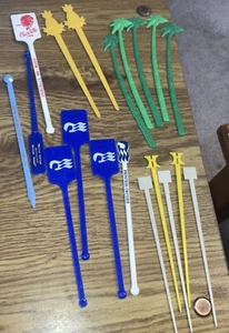 Swizzle Sticks Vintage Mixed Lot of 19 Hawaii, Princess, Hilton - see picture - Picture 1 of 1