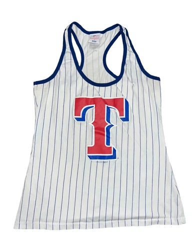 Womens Texas Rangers Pinstripe Racerback Tank Sz L Cover