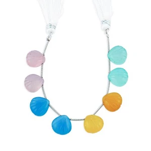 Natural Shell Carved Multi Chalcedony Loose Gemstone Strand Wholesale Lots - Picture 1 of 5