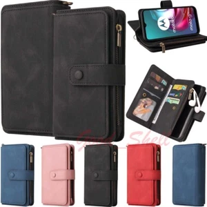 For Motorola Moto G10 G30 G50 E7i Power Wallet Card Slot Flip Leather Case Cover - Picture 1 of 56