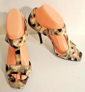Jessica Simpson Damenschuhe Größe 8,5 Tiermotiv offene Zehenpartie Stiletto EU 38,5 - Bild 1 von 6