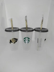 Bicchieri freddi riutilizzabili Starbucks CU University of Colorado 24 oz lotto 3 - nuovi senza etichette - Foto 1 di 4