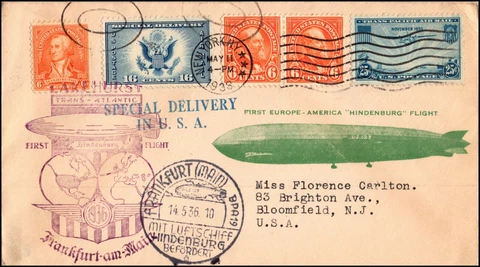KAPPYS NY-FRANKFURT-LAKEHURST NJ- 1ST ZEPPELIN HINDENBERG FLIGHT CLEAN! Cover