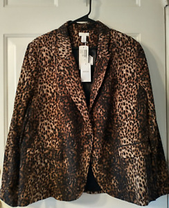 NWT Chico's Veronica Long Sleeve Single Button Front Leopard Print Blazer sz 3