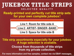 #Yaus150) ⭐ 150 JUKEBOX TITLE STRIPS with finished printed titles of your choice - Picture 1 of 3