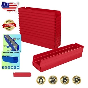Easy Access Red Plastic Bins, 12-Piece Pack for Pantry & Closet Organization - Picture 1 of 12