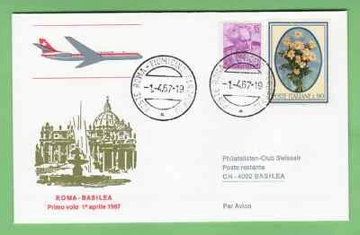 Swissair Rome - Basel 1967 first flight cover - Caravelle Jet Italy aviation FFC - Image 1 of 3