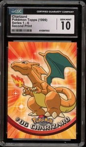 1999 Pokemon Topps Charizard Second Print #06 CGC 10 Gem Mint - Picture 1 of 2