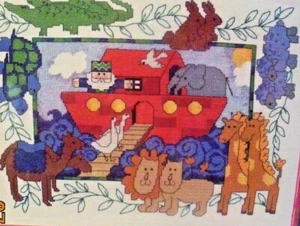 "NOAH'S ARK" Cross Stitch Kit-by Designs For The Needle-14 ct.- 11" x 14"-NEW - Picture 1 of 3