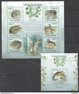 BC1319 2010 MOZAMBIQUE FAUNA ENVIRONMENT WILD ANIMALS RODENTS KB+BL MNH - Picture 1 of 1