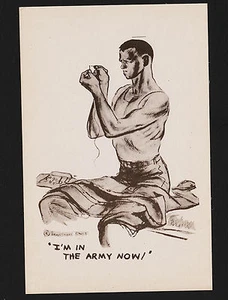 1943 WWII Marshall Davis "I'm in the Army now" Unused Postcard VF - Picture 1 of 2