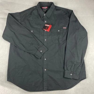 Craftsman Men’s Canvas Shirt XL 46-48 Long Sleeve Black Teflon Fabric Protector - Image 1 of 4